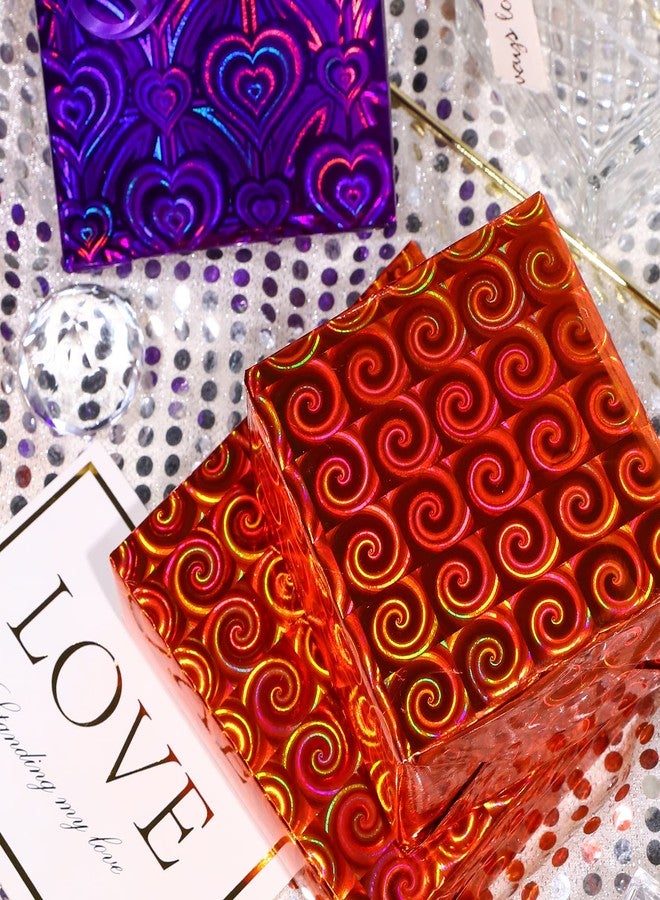 LeZakaa Holographic Halloween Wrapping Paper Roll, Purple Heart/Orange Spiricle/Black Wavy Stripe Spooky Design for Valentines, Nightmare Before Christmas, Birthday, Holiday, 17 x 120 inches, 3 Rolls - Image 3
